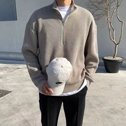 half-zip pullover sweater for men style versatile casual design stand collar sweater