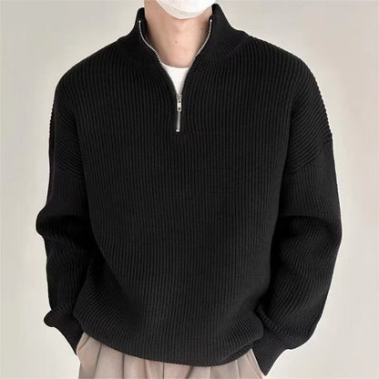half-zip pullover sweater for men style versatile casual design stand collar sweater