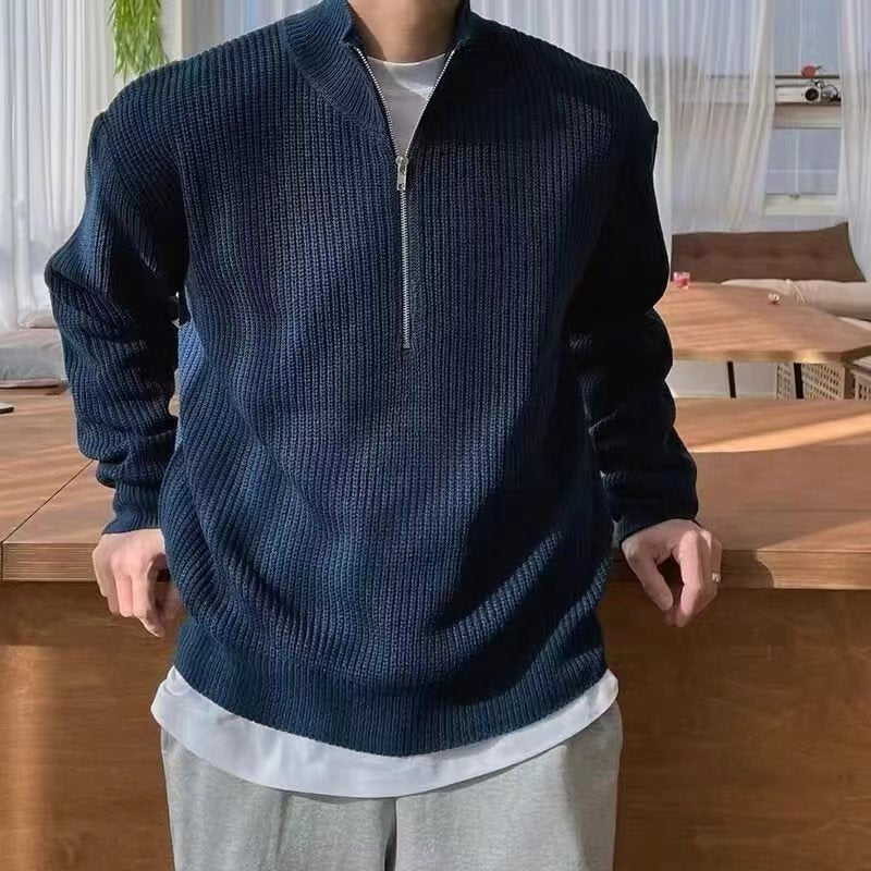 half-zip pullover sweater for men style versatile casual design stand collar sweater