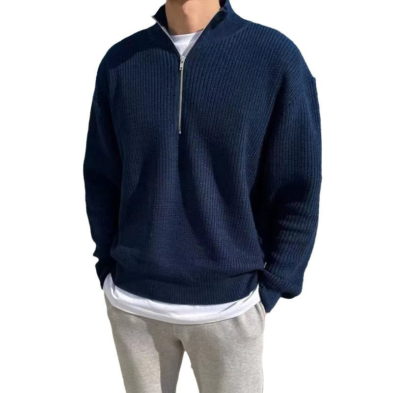 half-zip pullover sweater for men style versatile casual design stand collar sweater