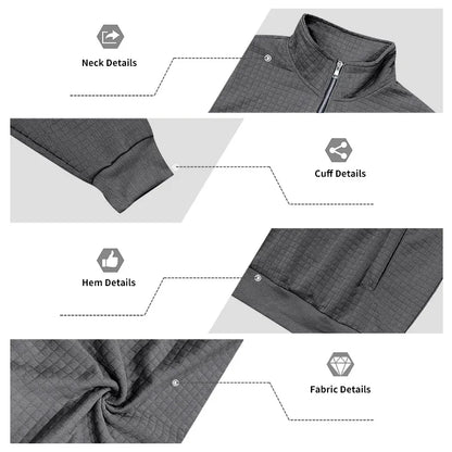 2025 Half-Zip Sweatshirt for Men, Autumn and Winter Jacquard Small Check Stand Collar Casual Pullover Fashion Men's Sweatshirt