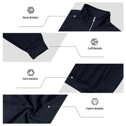 2025 Half-Zip Sweatshirt for Men, Autumn and Winter Jacquard Small Check Stand Collar Casual Pullover Fashion Men's Sweatshirt