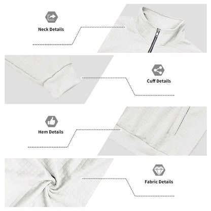 2025 Half-Zip Sweatshirt for Men, Autumn and Winter Jacquard Small Check Stand Collar Casual Pullover Fashion Men's Sweatshirt