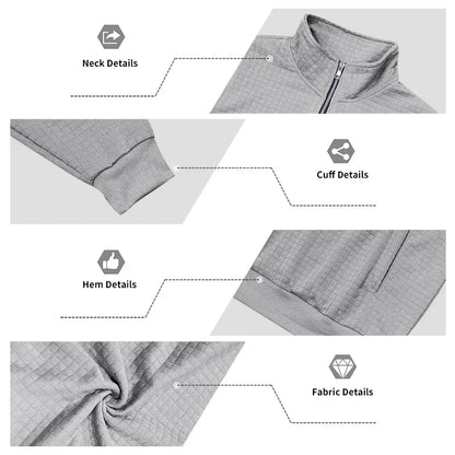 2025 Half-Zip Sweatshirt for Men, Autumn and Winter Jacquard Small Check Stand Collar Casual Pullover Fashion Men's Sweatshirt