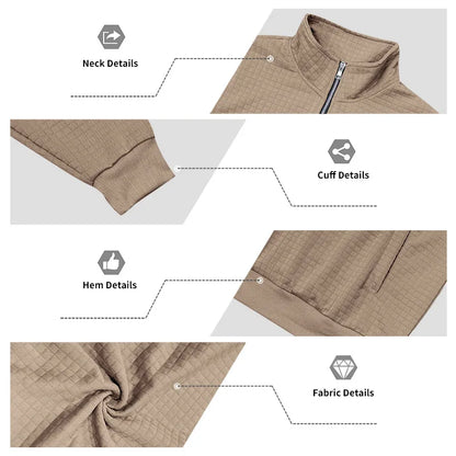 2025 Half-Zip Sweatshirt for Men, Autumn and Winter Jacquard Small Check Stand Collar Casual Pullover Fashion Men's Sweatshirt