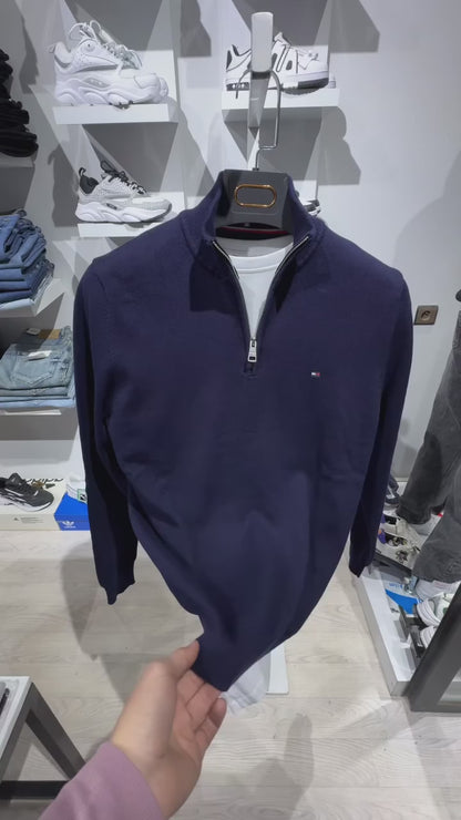 Tommy Hilfiger Boys' Navy Quarter-Zip Sweater